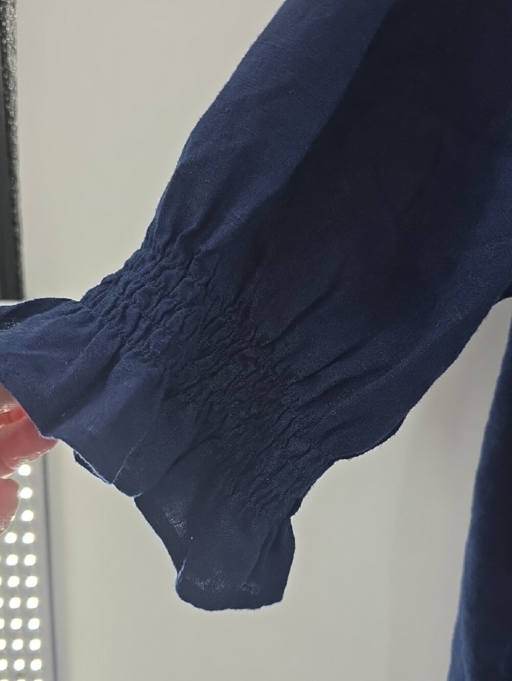 crown & ivy Navy Button-Front Ruffle Sleeve Shirt - Picture 4 of 6